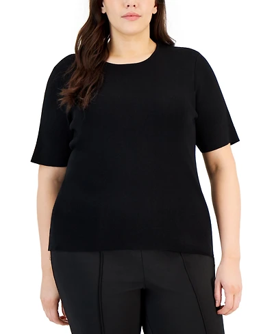 Tahari Asl Plus Crewneck Short Sleeve Top