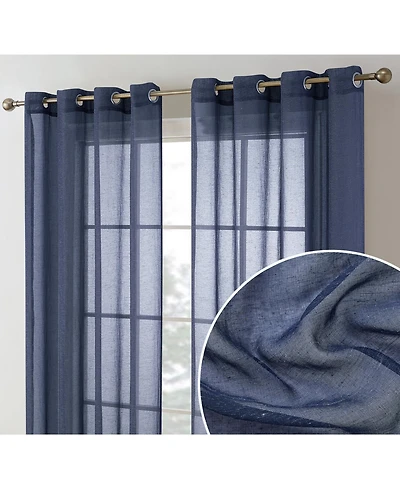 Hlc.me Sierra Burlap Flax Linen Semi Sheer Privacy Light Filtering Transparent Window Grommet Thick Curtains Panels
