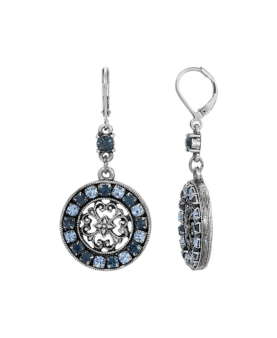 2028 Crystal Round Filigree Drop Earrings