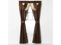 Kate Aurora Satin Semi Sheer Complete 5 Piece Window a Bag Attached Curtain Set