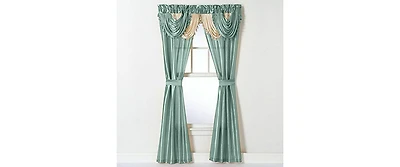 Kate Aurora Satin Semi Sheer Complete 5 Piece Window a Bag Attached Curtain Set
