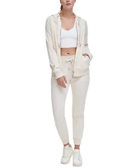 Dkny Sport Women's Logo-Drawstring Fleece Full-Zip Hoodie