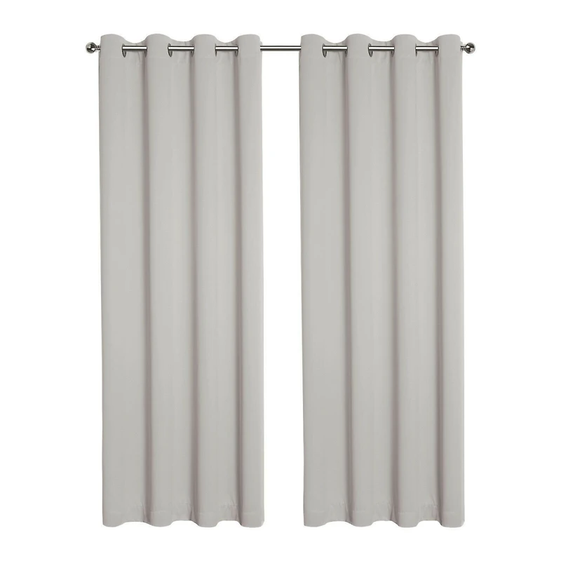 Kate Aurora Hotel Living 2 Pack 100% Blackout Grommet Top Ivory Beige Curtain Panels