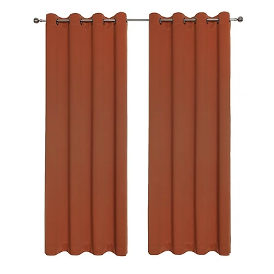 Kate Aurora Hotel Living 2 Pack 100% Blackout Grommet Top Orange Spice Curtain Panels - 50 in. W x 45 in. L, Orange Spice