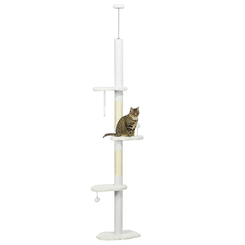 PawHut 8.4' Floor to Ceiling Cat Tree, Adjustable Height,