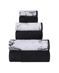Superior Quick Drying Cotton Solid and Marble Effect 6 Piece Towel Set
