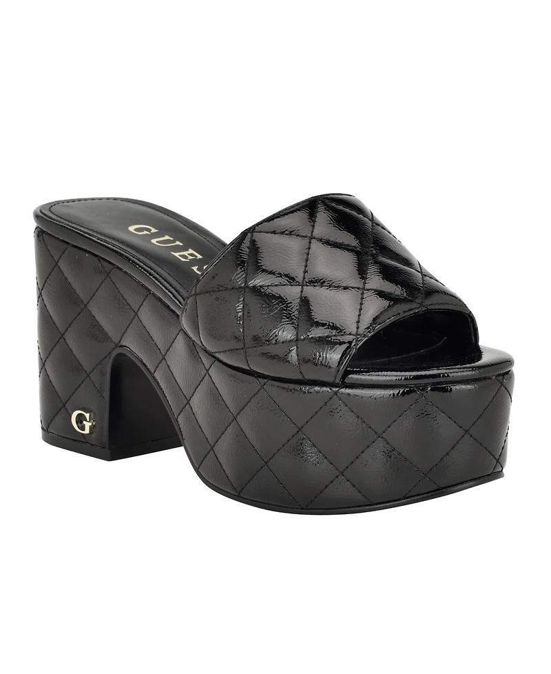 Guess Women's Yanni Quilted Platform Block Heel Sandals
