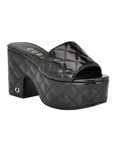 Guess Women's Yanni Quilted Platform Block Heel Sandals