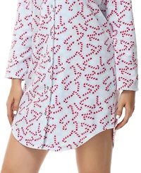 Ink+Ivy Women's Long Sleeve Notch Collar Sleepshirt Nightgown