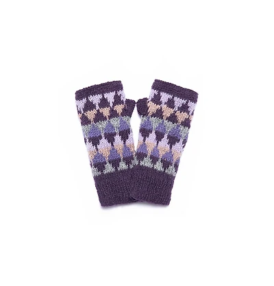 Feelgoodz Women s Artisan Hand-Knit Jaya Harlequin Wool Half Mitten