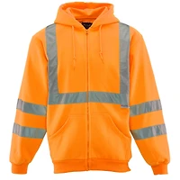 RefrigiWear Men's HiVis Hooded Sweatshirt - High-Visibility, Insulated Work Hoodie, Reflective, Warm, Durable, Cold-Weather Safety Gear
