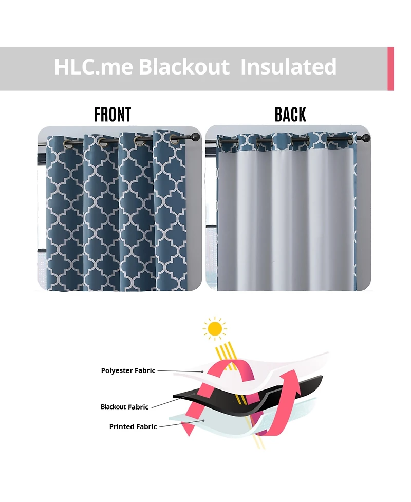 Hlc.me Lattice Print Drape Blackout Curtains Pattern - Weather Insulated Curtains