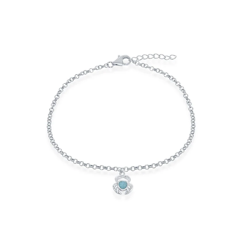 Sterling Silver Larimar Crab Anklet