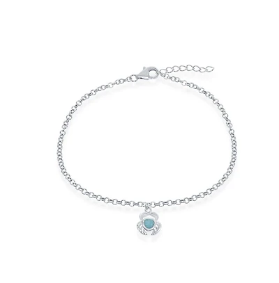 Sterling Silver Larimar Crab Anklet