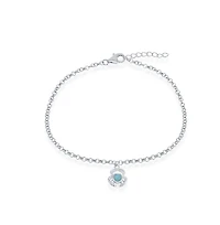 Sterling Silver Larimar Crab Anklet