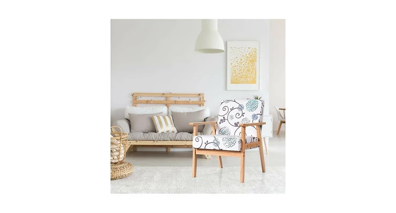 Slickblue Modern Accent Armchair Fabric Lounge Chair with Rubber Wood Leg