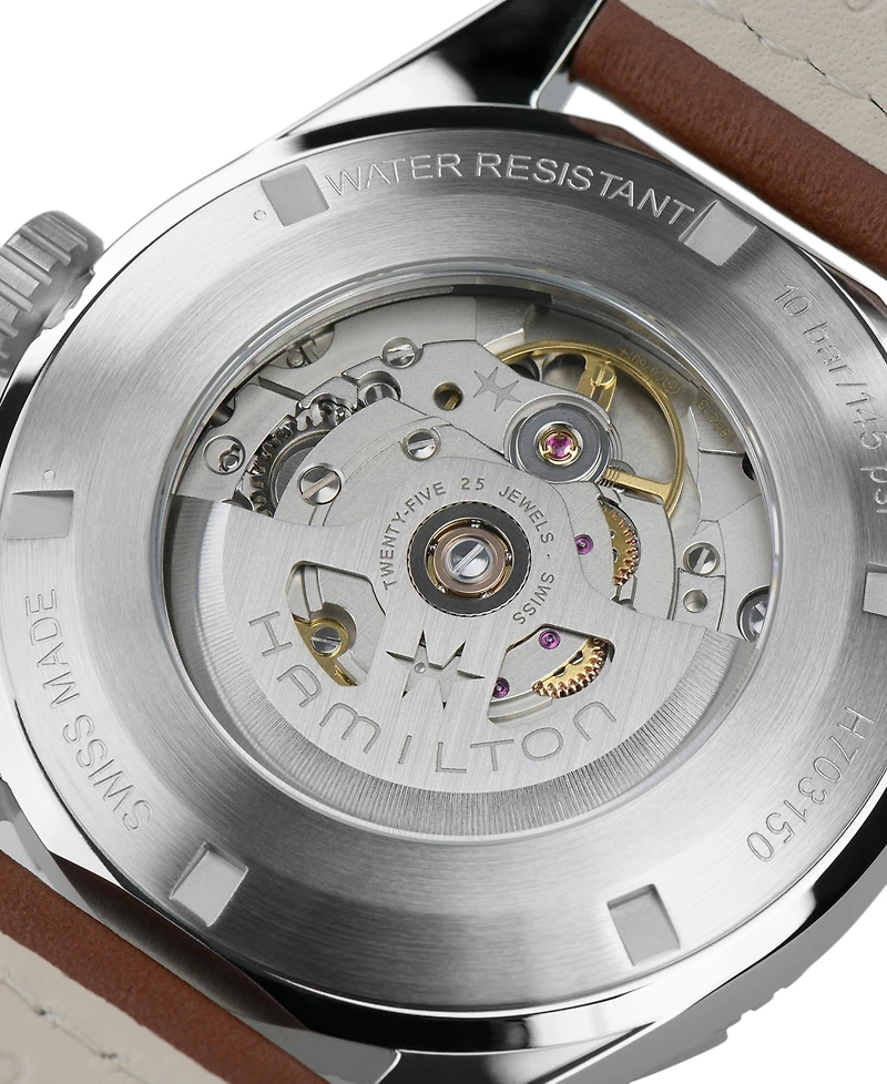Hamilton Men's Swiss Automatic Khaki Field Expedition Leather Strap Watch 41mm