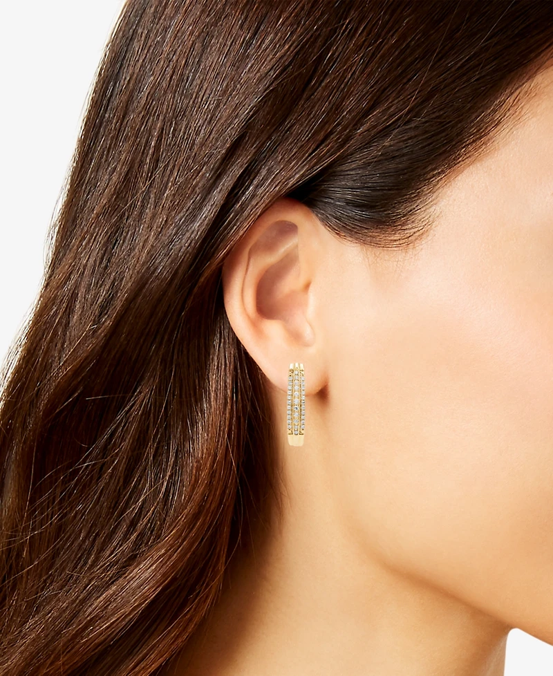 Diamond Three Row Oval Hoop Earrings (1/2 ct. tw.) in 10k White or Yellow Gold