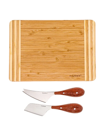 BergHOFF Bamboo 3 Piece Striped Board and Aaron Probyn Cheese Knives Set