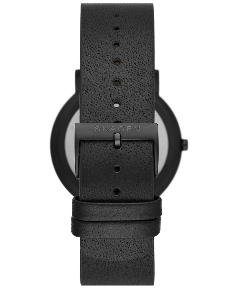 Skagen Men's Signatur Three Hand Black Leather Watch 40mm