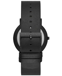 Skagen Men's Signatur Three Hand Black Leather Watch 40mm