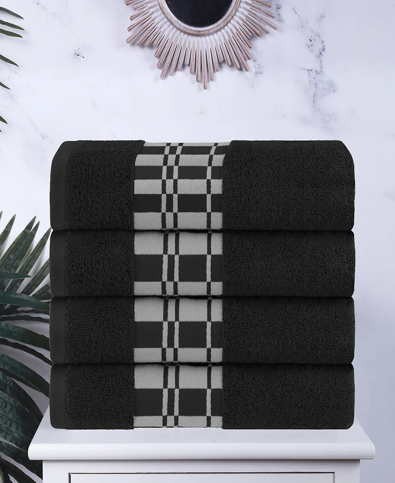 Superior Larissa Geometric Embroidered Jacquard Border Cotton -Pc. Bath Towel Set