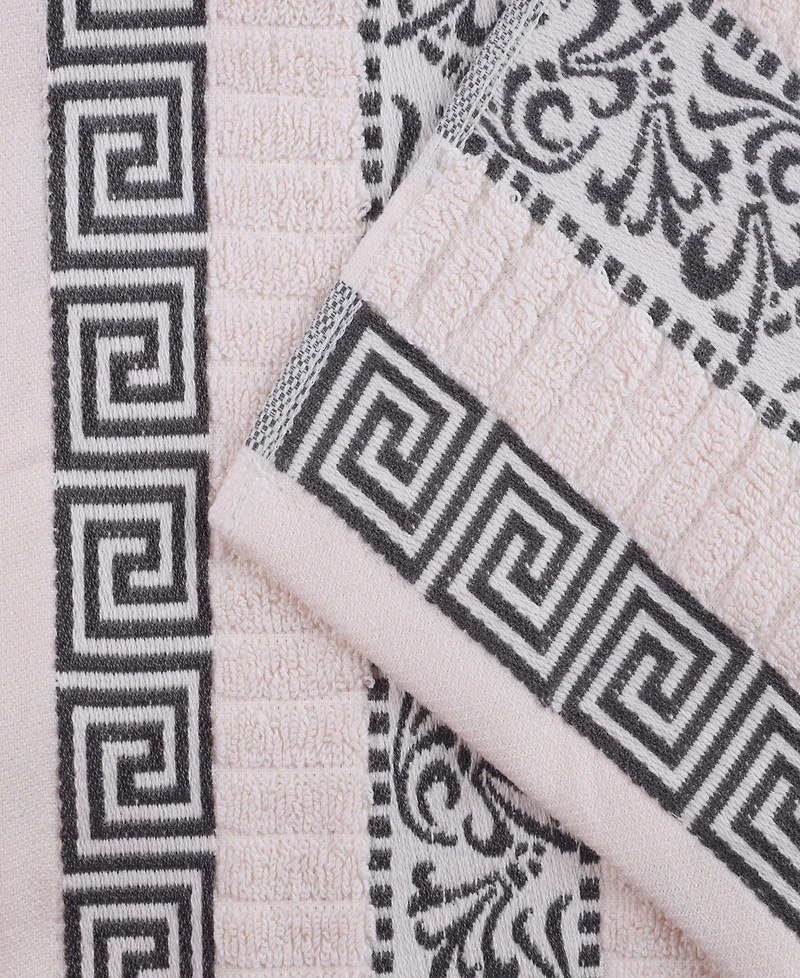 Superior Athens Cotton with Greek Scroll and Floral Pattern, 4 Piece Bath Towel Set