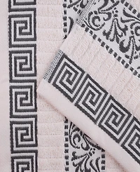 Superior Athens Cotton with Greek Scroll and Floral Pattern, 4 Piece Bath Towel Set