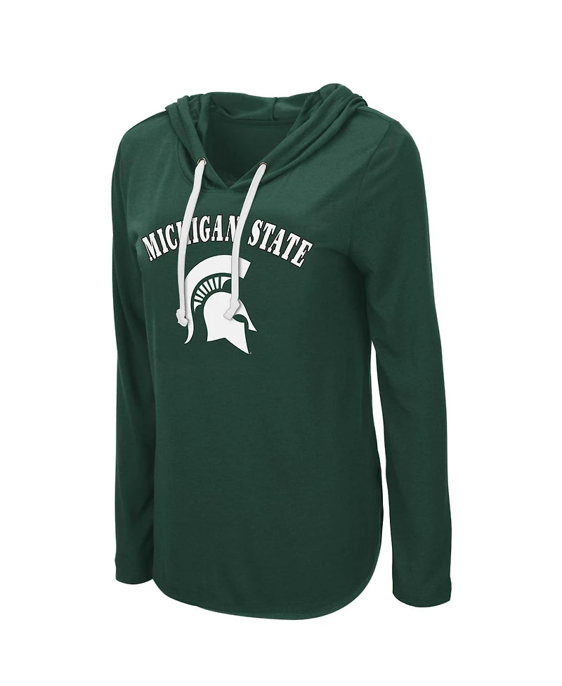 Women's Colosseum Green Michigan State Spartans My Lover Lightweight Hooded Long Sleeve T-shirt