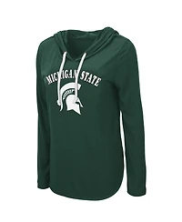 Women's Colosseum Green Michigan State Spartans My Lover Lightweight Hooded Long Sleeve T-shirt