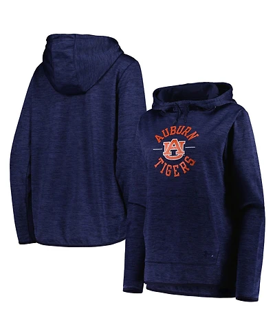 Women's Under Armour Heathered Navy Distressed Auburn Tigers Fleece Pullover Hoodie