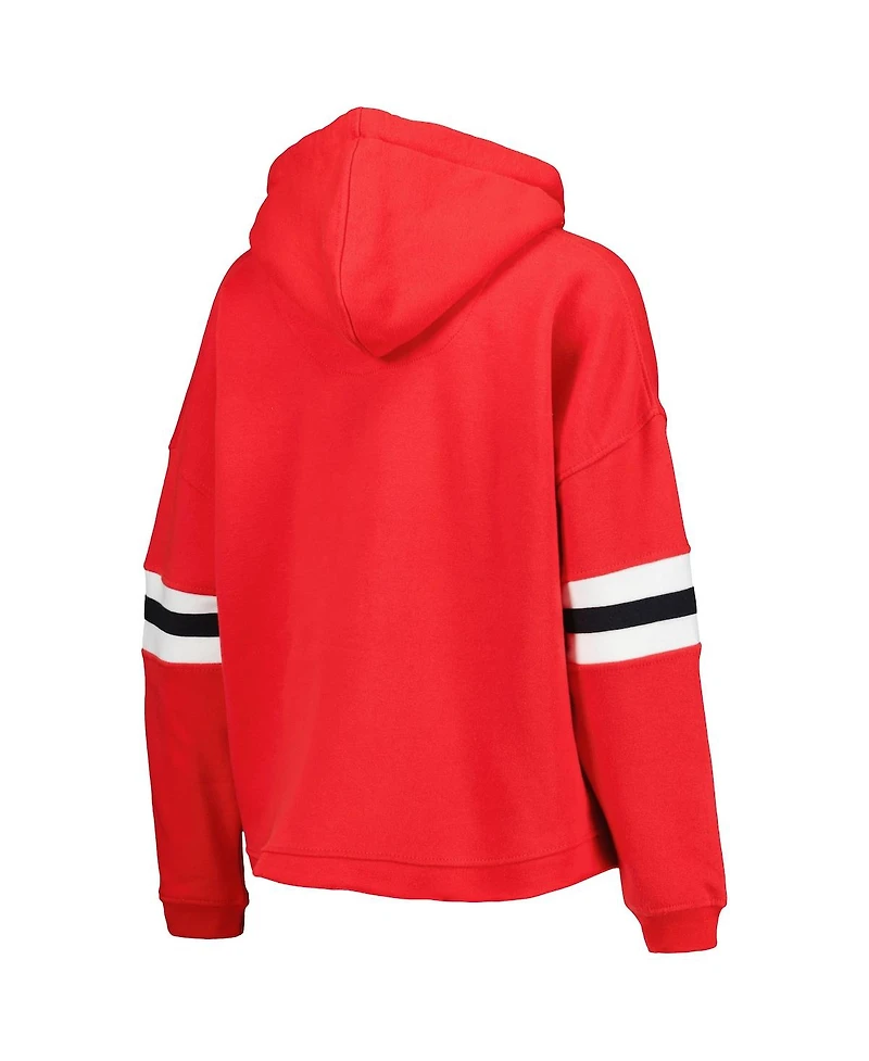 Women's Pressbox Scarlet Distressed Nebraska Huskers Super Pennant Pullover Hoodie