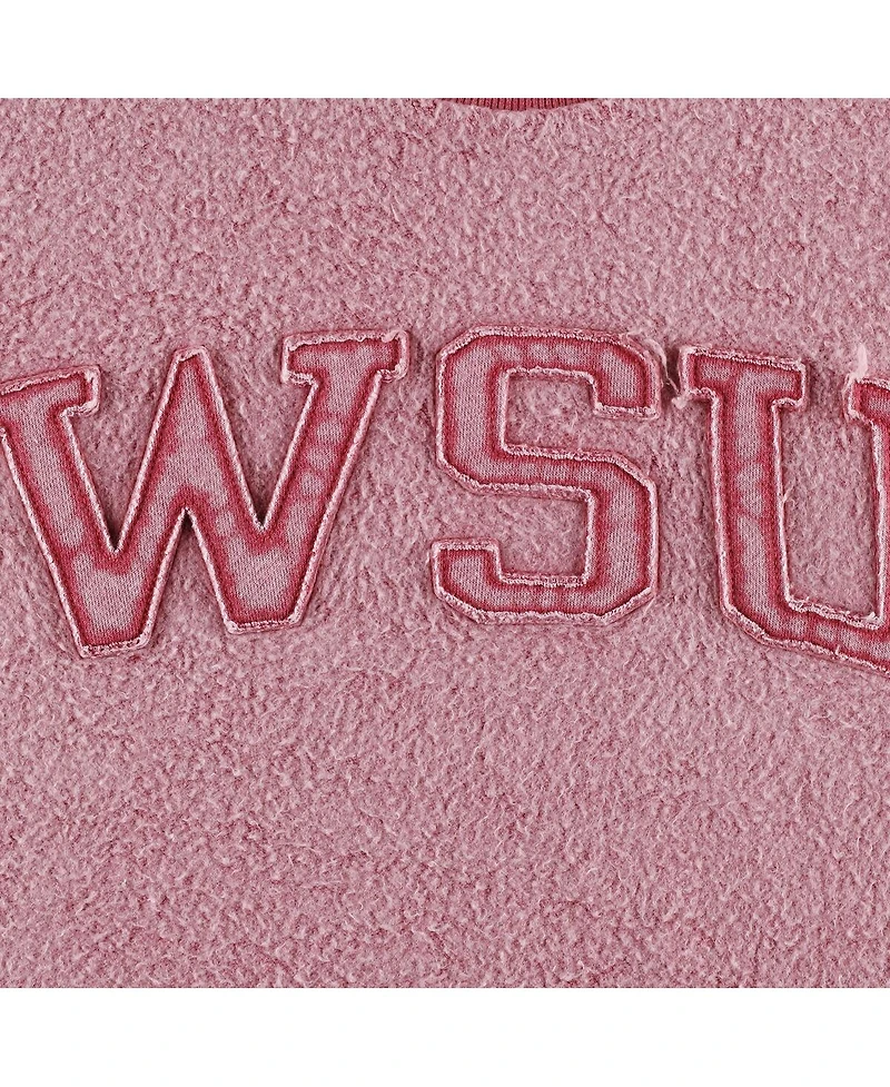 Women's Pressbox Crimson Distressed Washington State Cougars Ponchoville Pullover Sweatshirt