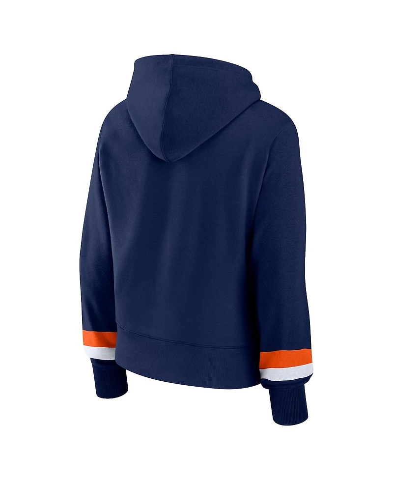 Women's Fanatics Navy Denver Broncos Over Under Pullover Hoodie