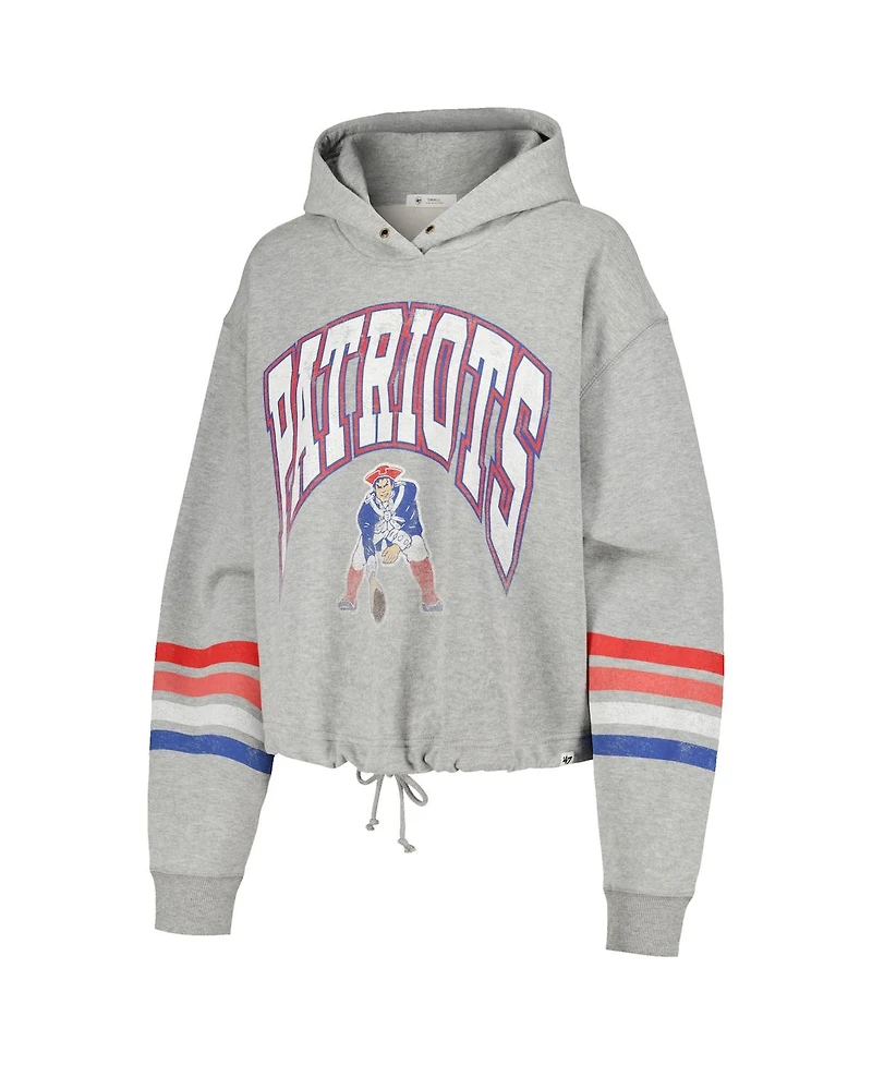 Women's '47 Brand Heather Gray Distressed New England Patriots Upland Bennett Pullover Hoodie