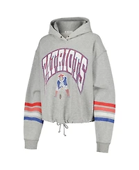 Women's '47 Brand Heather Gray Distressed New England Patriots Upland Bennett Pullover Hoodie