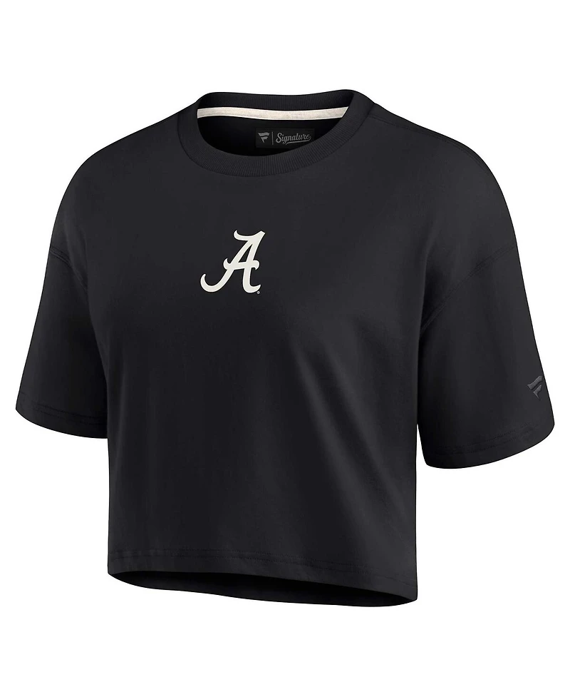 Women's Fanatics Signature Black Alabama Crimson Tide Super Soft Boxy Cropped T-shirt