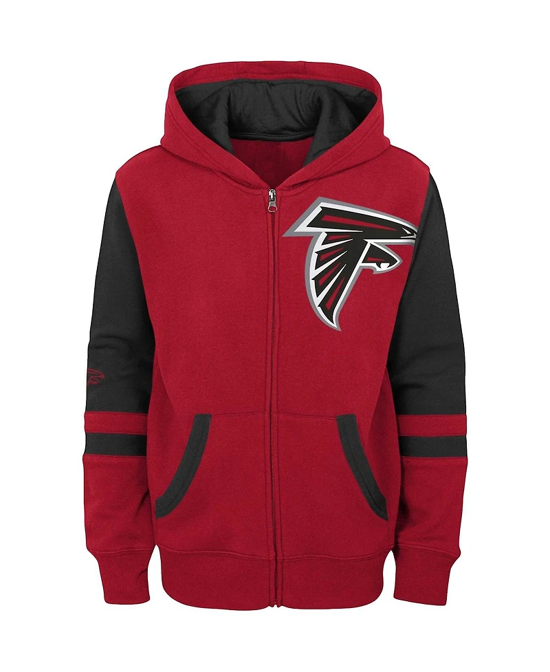 Big Boys Red Atlanta Falcons Colorblock Full-Zip Hoodie