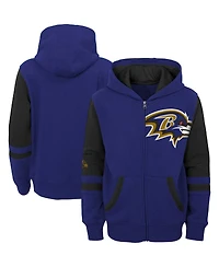 Big Boys Purple Baltimore Ravens Colorblock Full-Zip Hoodie