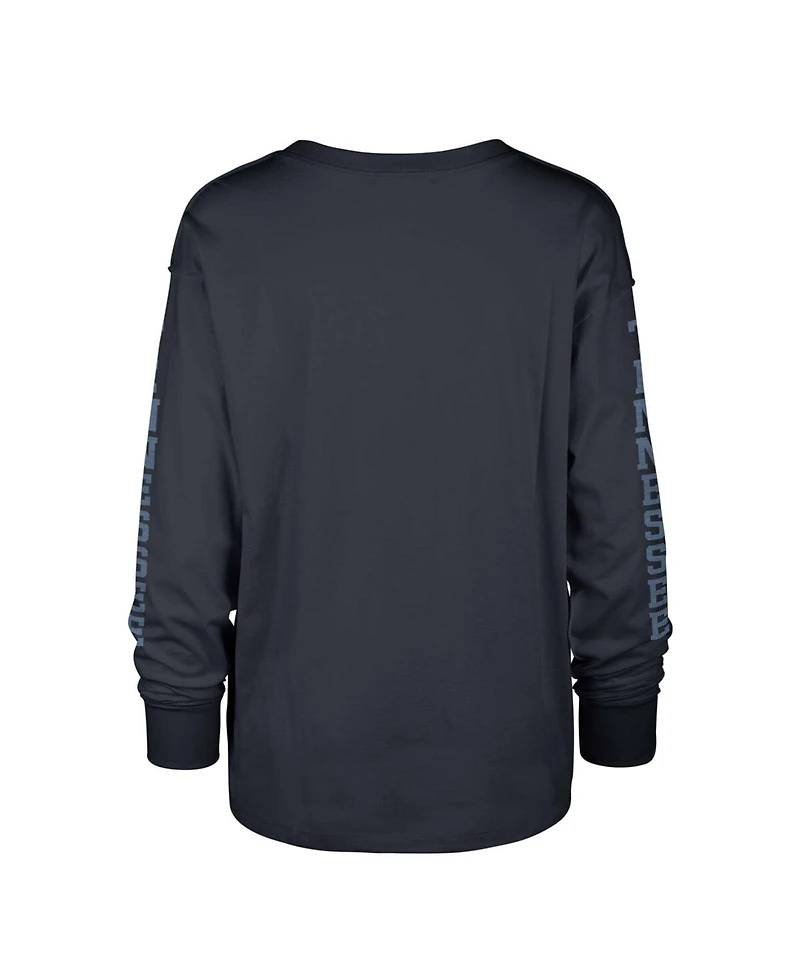 Women's '47 Brand Navy Distressed Tennessee Titans Tom Cat Long Sleeve T-shirt