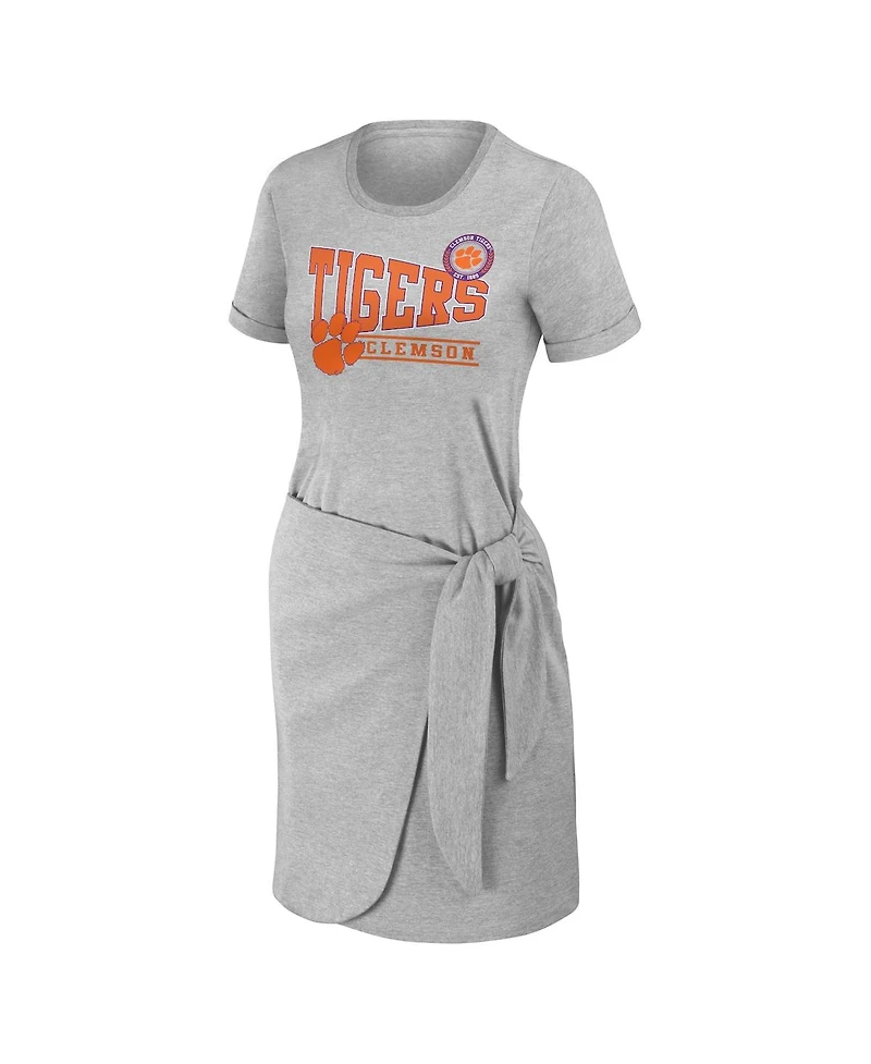 Women's Wear by Erin Andrews Heather Gray Clemson Tigers Knotted T-shirt Dress