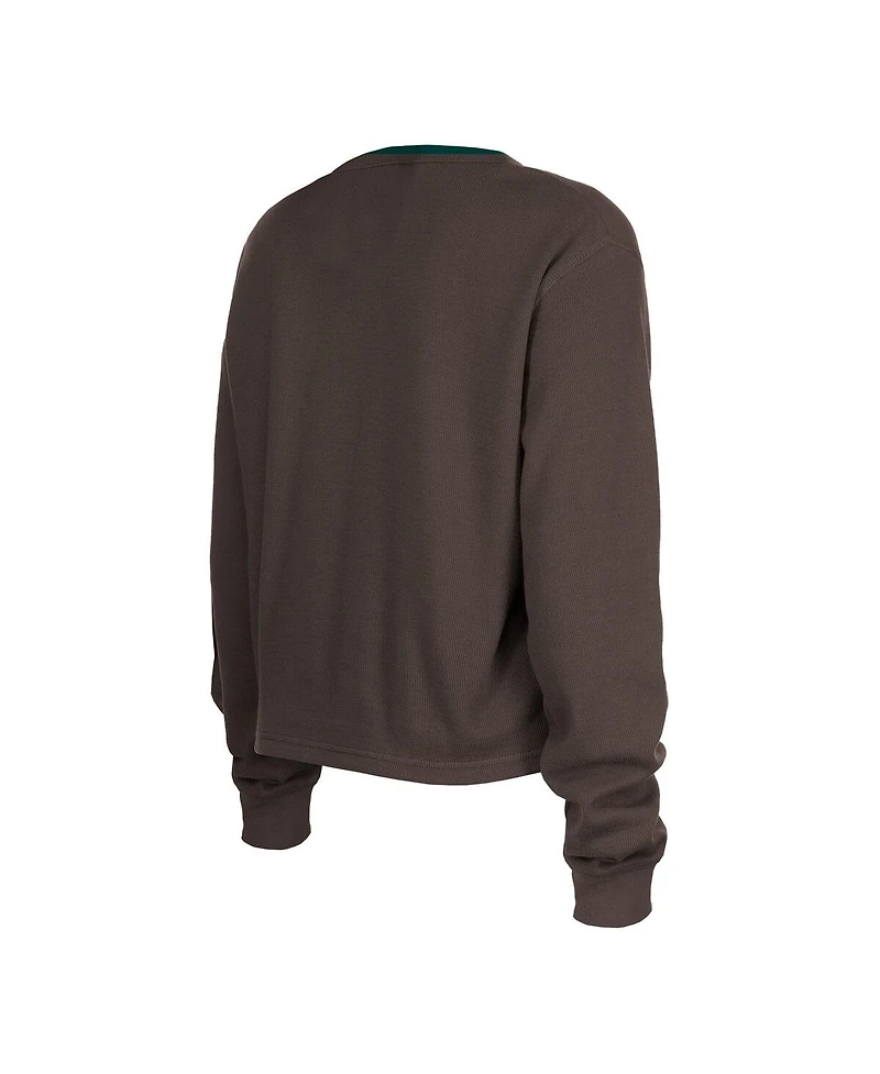 Women's New Era Brown Cleveland Browns Thermal Crop Long Sleeve T-shirt