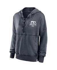 Women's Fanatics Heathered Charcoal Distressed Texas A&M Aggies Overall Speed Lace-Up Pullover Hoodie