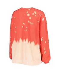 Women's Gameday Couture Red Distressed Nebraska Huskers Twice As Nice Faded Dip-Dye Pullover Long Sleeve Top
