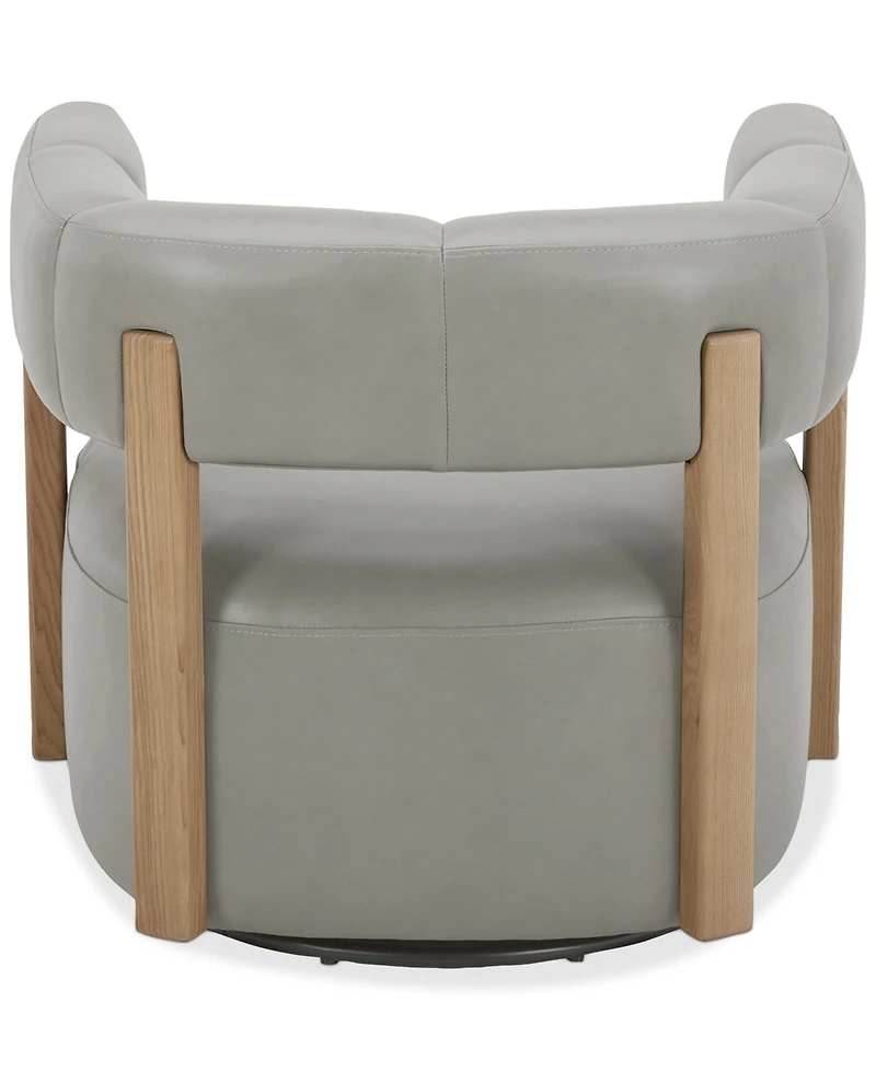 Closeout! Orsha 32" Leather Accent Swivel Chair, Created for Macy's