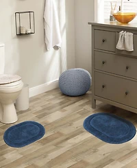 Superior Oval Solid Non-Skid Washable Cotton 2-Pc. Bath Rug Set