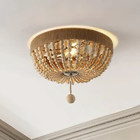 Jonathan Y Justina Wood Bead Farmhouse Bohemian Iron Led Flush Mount Ceiling Light