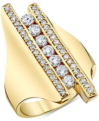 Diamond Three Row Asymmetric Statement Ring (1 ct. t.w.) in 14k Gold