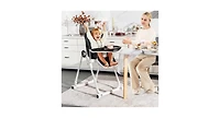 Slickblue Girls High Chair Foldable Feeding Chair with 4 Lockable Wheels