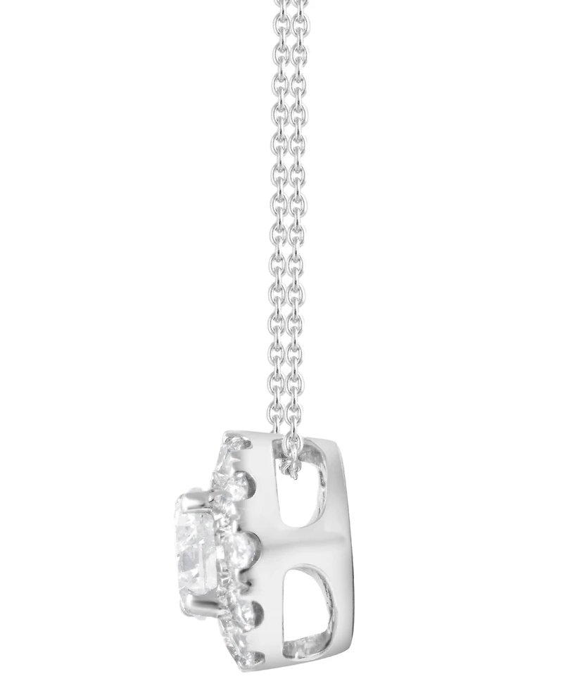 Diamond Halo 18" Pendant Necklace (1/2 ct. t.w.) in 14k White Gold